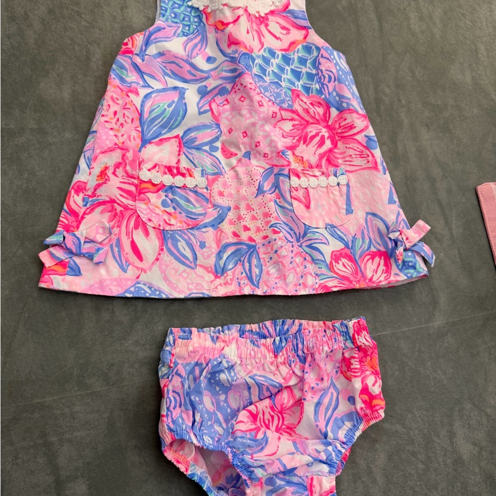 Lilly Pulitzer Pink and Blue Floral Diaper Cover Set